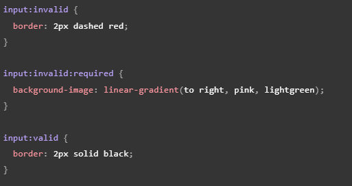 Ejemplo estilos CSS validación